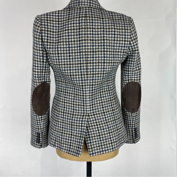 J CREW Blazer Jacket Wool Plaid Houndstooth Navy/Brown/Grey/Multi Size 2 - Picture 2 of 12